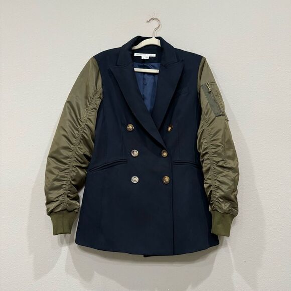 Veronica Beard Dickey Jacket Size 2 Double Breasted Satin Sleeve Gold Button - Picture 15 of 16